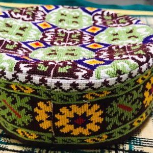 Floral Cap Hunza Headwear Winter Hat - Chunky Traditional Warm knit Hats